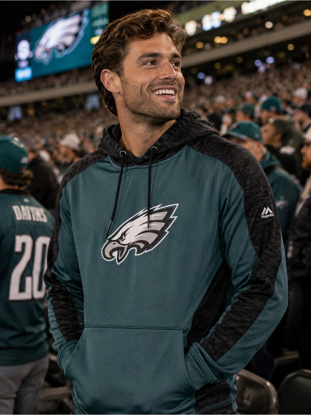 Majestic Teal & Black Philadelphia Eagles Performance Pullover